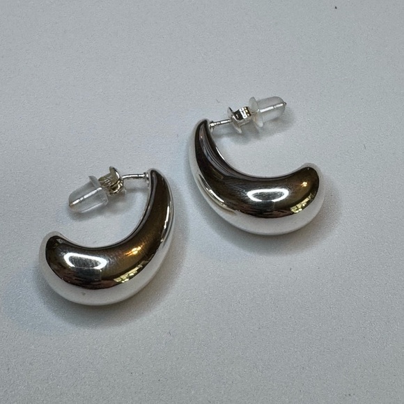 Silver Hoop Earrings 925 Silver Plated - Picture 1 of 3